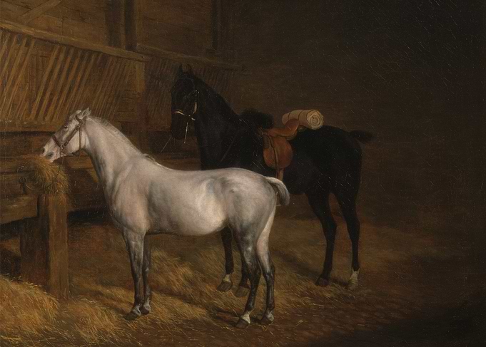 Horses in Stable Painting