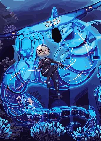Subnautica: Girl with Ghost Leviathan