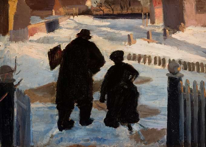 Winter Scene with Figures Painting