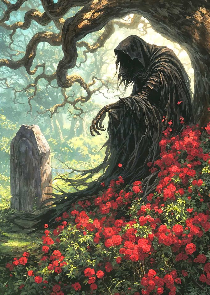 Grim Reaper in Rose Garden
