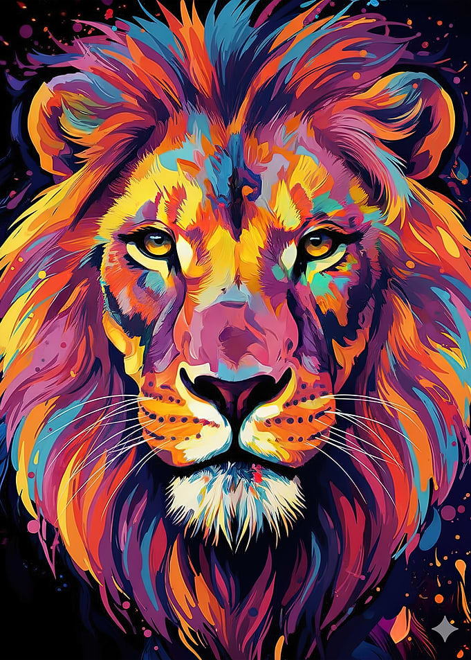 Colorful Lion Portrait V2