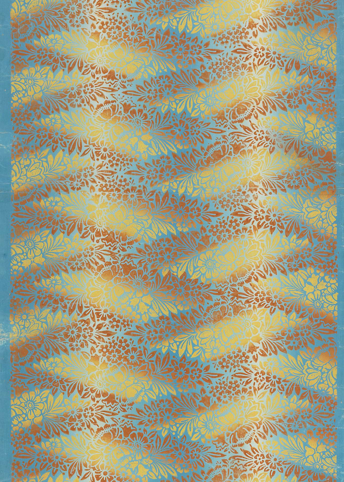 Floral Pattern with Blue and Gold