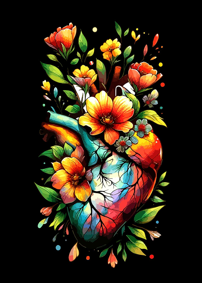 Floral Heart Anatomy Art
