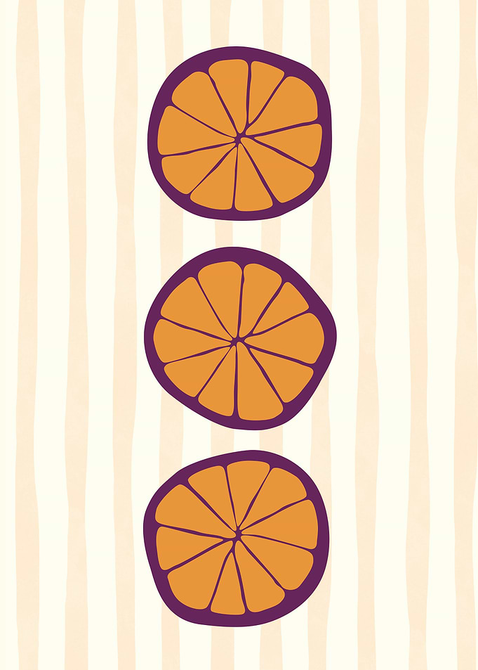 Orange Slices on Striped Background