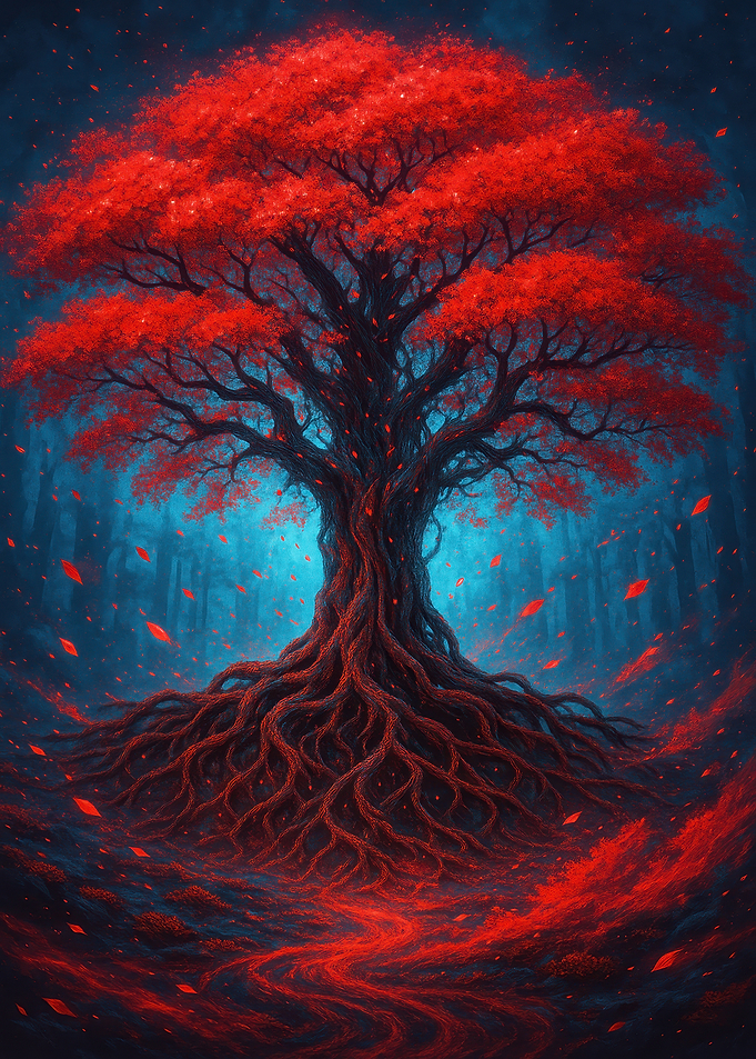 Red Tree in Blue Forest