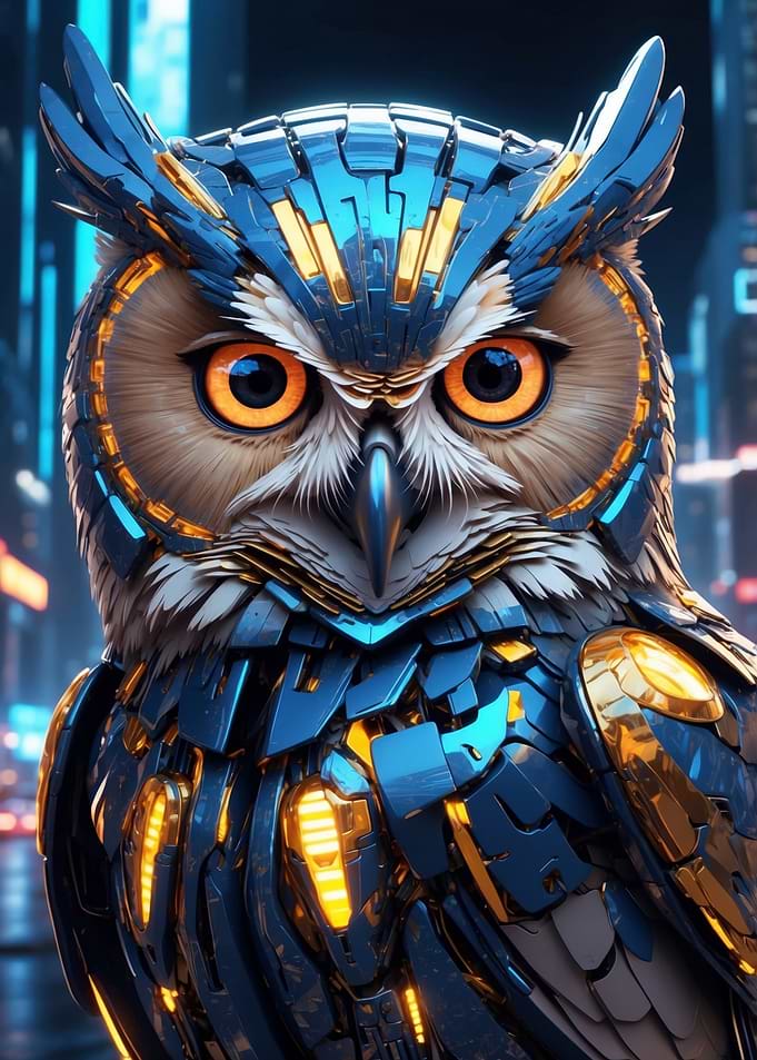 Cyberpunk Owl Portrait