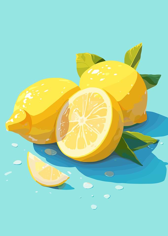 Fresh Lemons Still Life Illustration