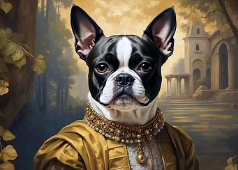 Boston Terrier Portrait in Renaissance Style