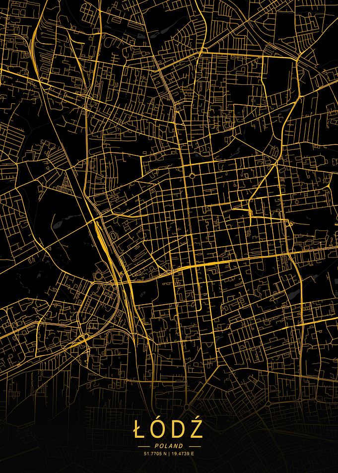 Golden Łódź City Map