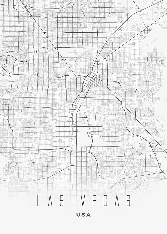 Minimalist Map of Las Vegas - Modern USA City Wall Art