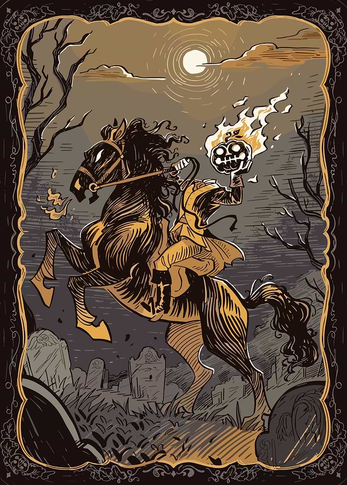 Headless Horseman with Flaming Pumpkin Head