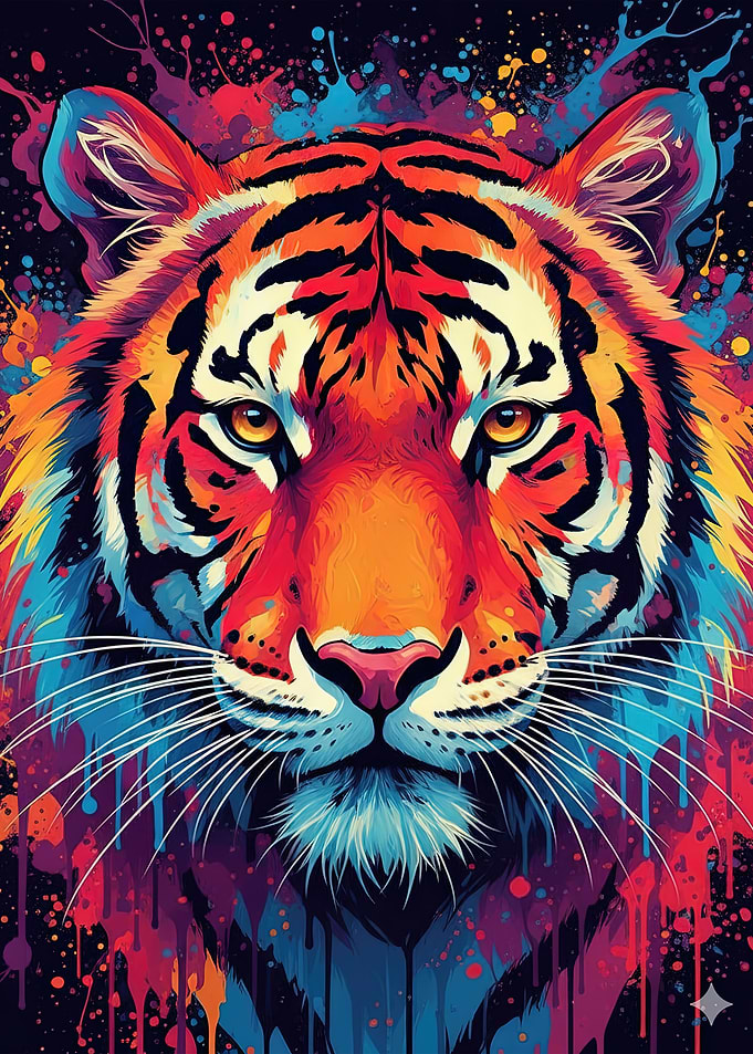 Colorful Tiger Portrait V6