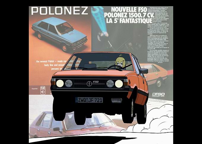 Polonez car with anime character