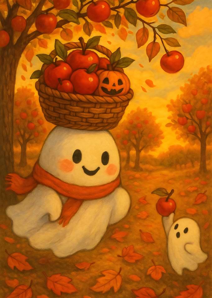 Cute Baby Ghost in Autumn