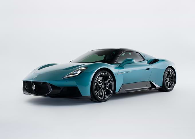 Teal Maserati MC20 on White Background