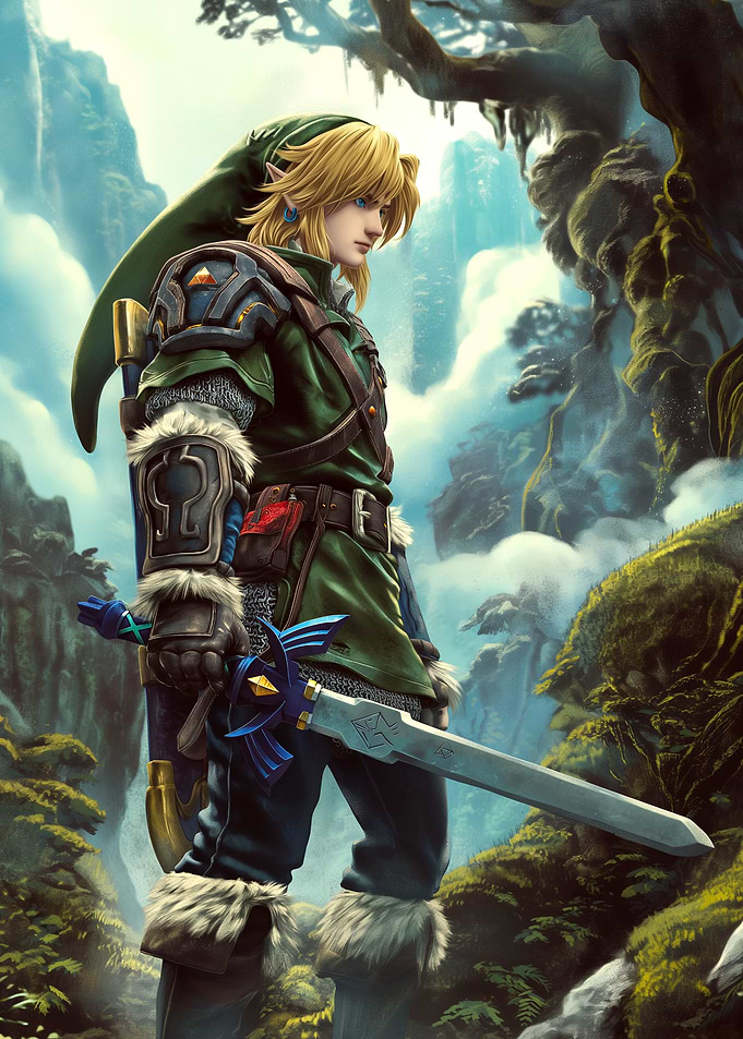 Link from Zelda in Forest Setting