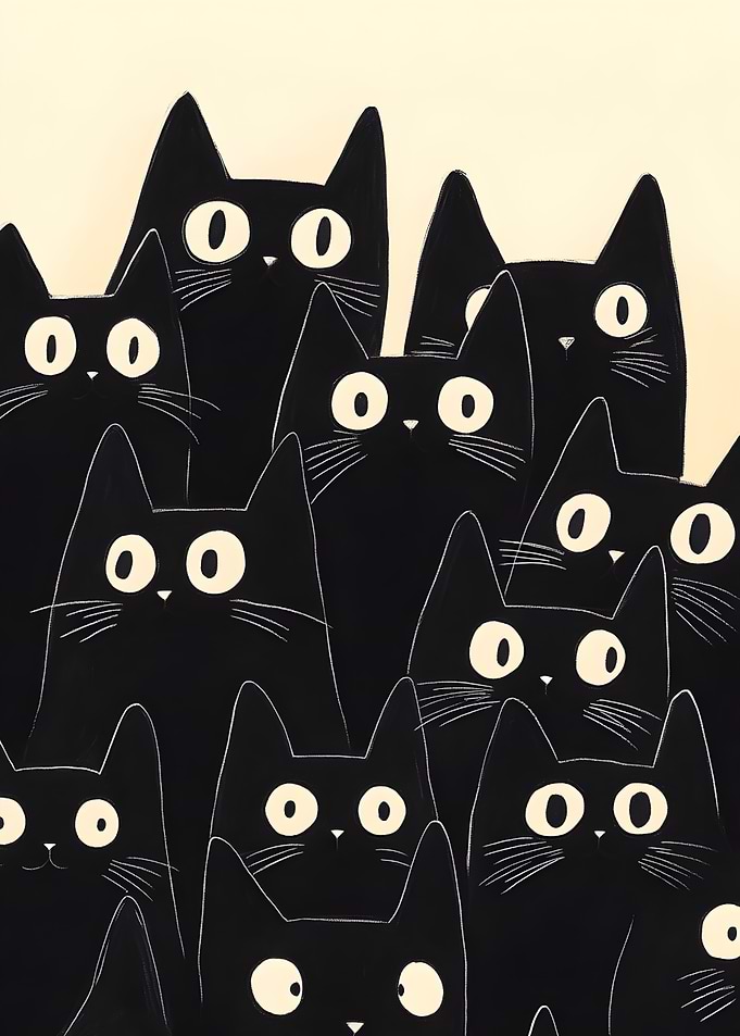Cartoon Black Cats Illustration