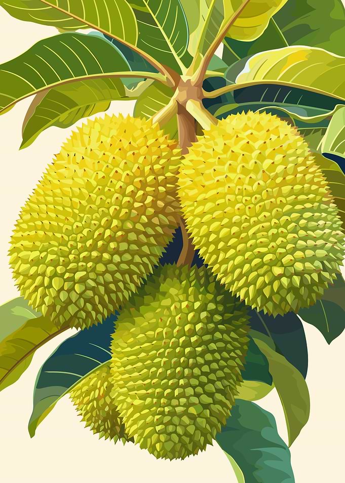 Jackfruit on the tree illustration