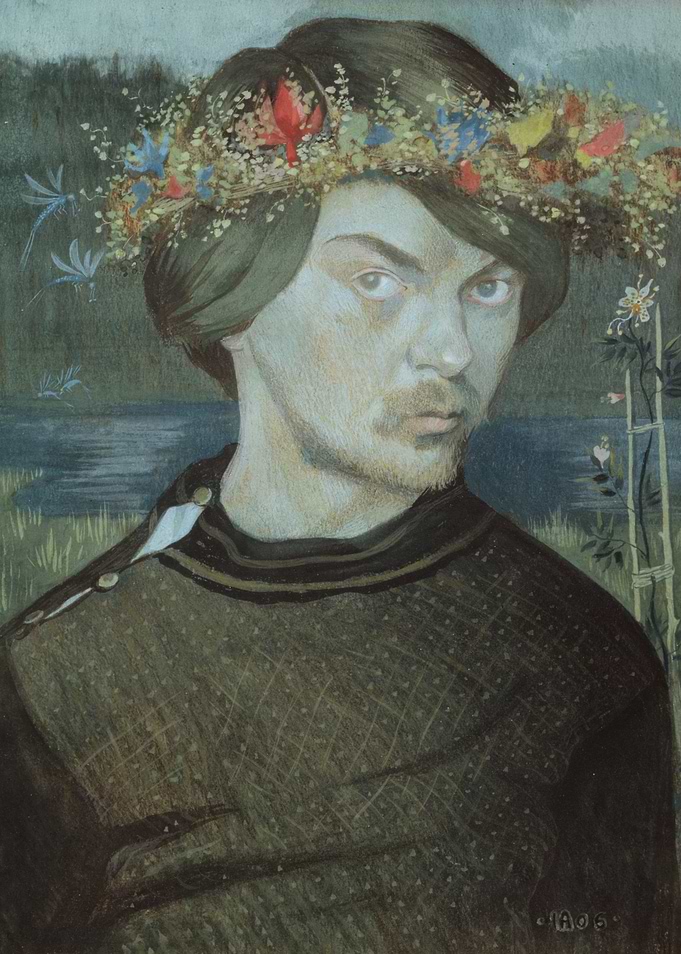 Man with Flower Crown Portrait