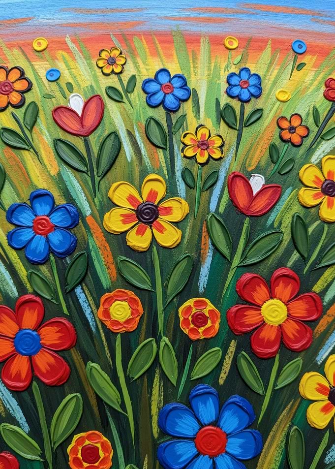 Colorful Flower Field Painting