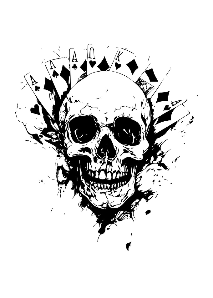 Skull and Playing Cards Illustration