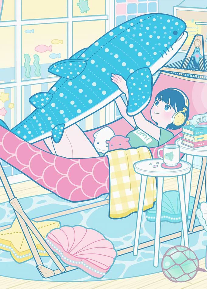 Girl with Whale Shark Plush in Hammock