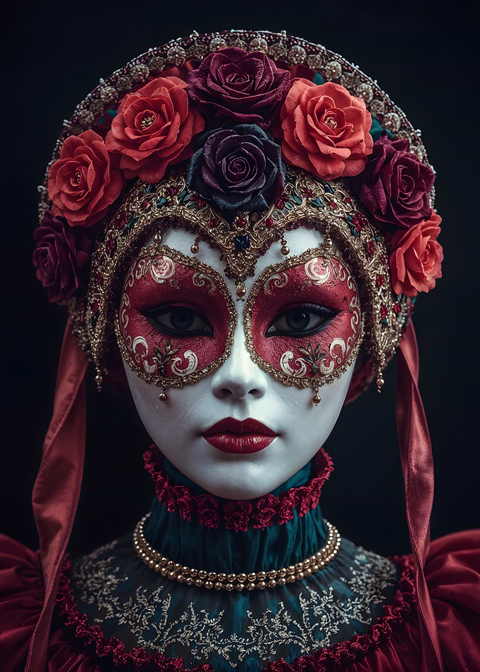 Woman in ornate mask and costume
