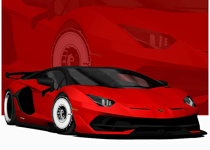 Red Lamborghini Aventador Digital Art