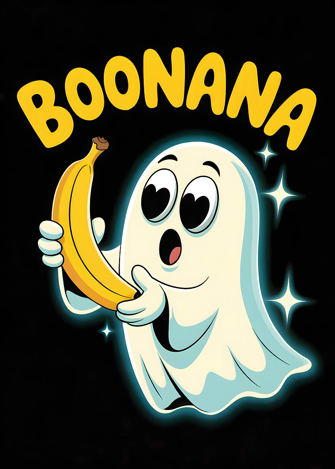 Boonana Ghost with Banana Cartoon