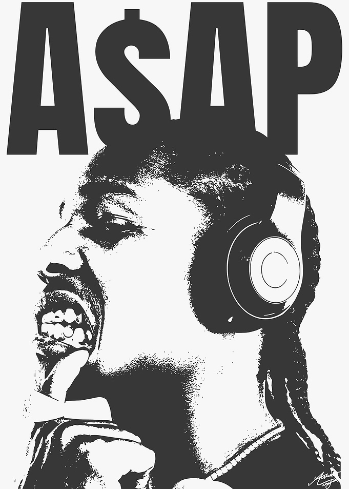 ASAP Rocky Black and White Portrait