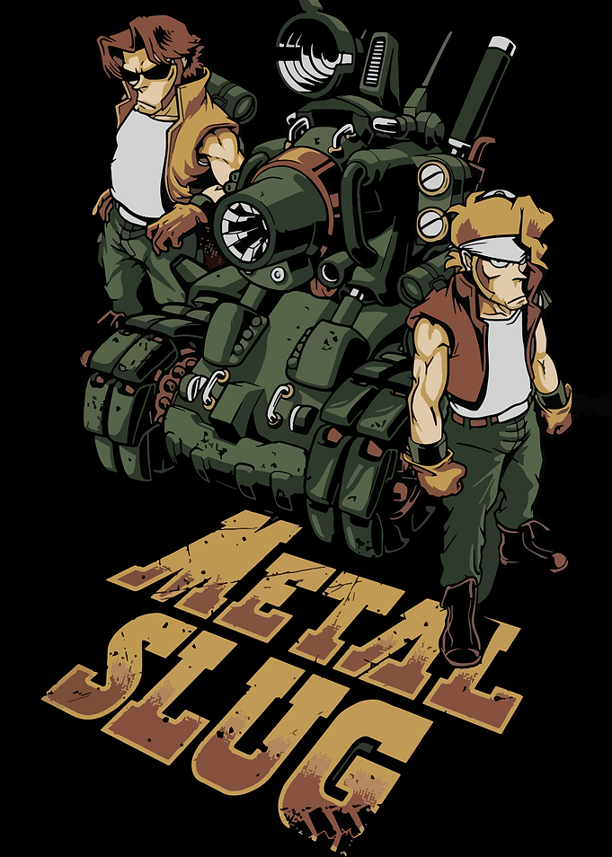 Metal Slug characters and tank illustration