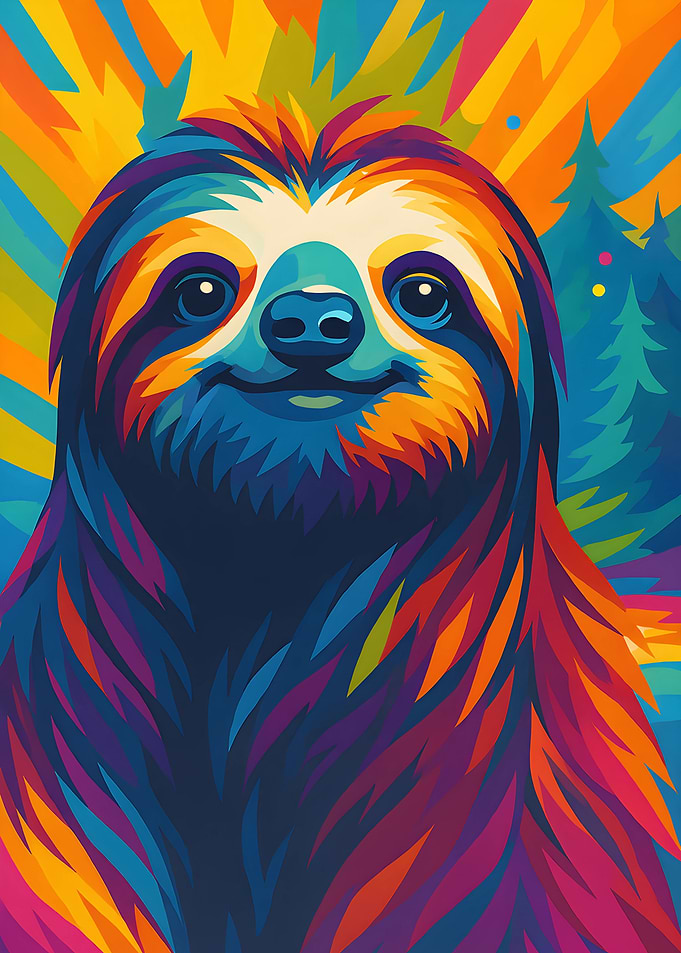 Colorful Sloth Portrait