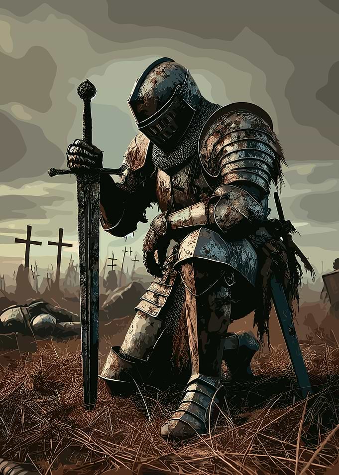 Kneeling Knight in Battlefield