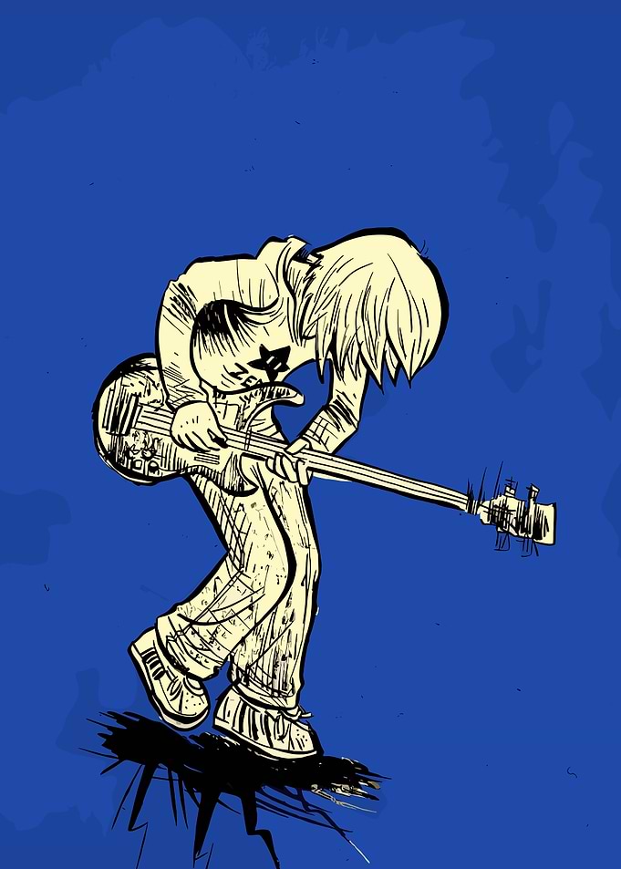 Guitarist Illustration on Blue Background