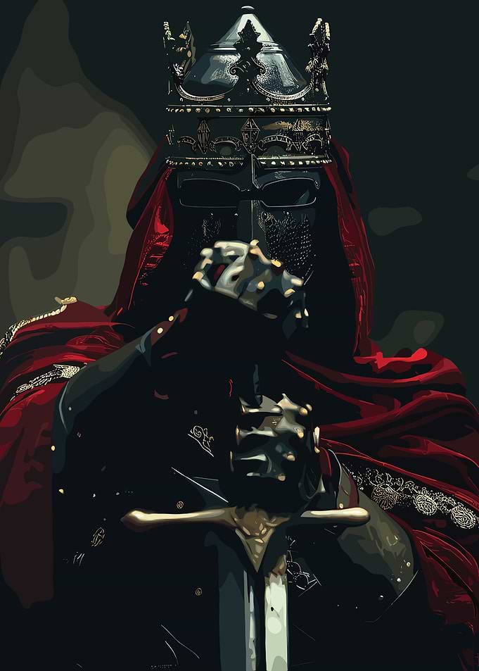 Dark Knight with Sword and Crown