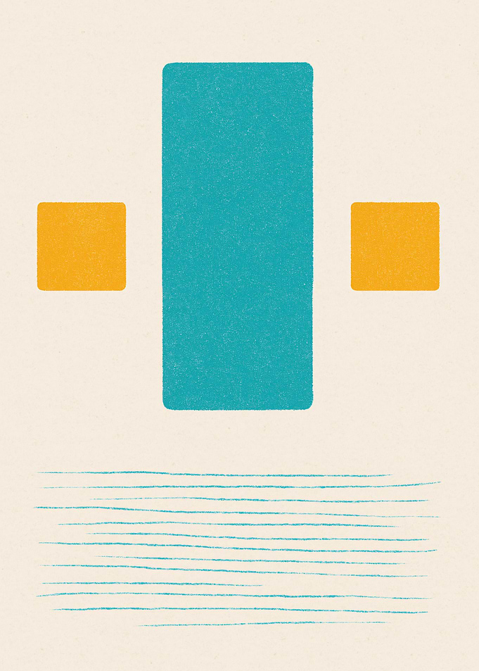 Abstract Shapes in Teal and Gold
