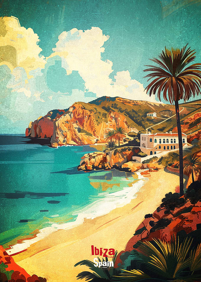Ibiza Spain Travel Poster