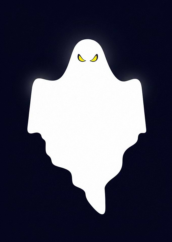 Simple White Ghost with Yellow Eyes Halloween2025