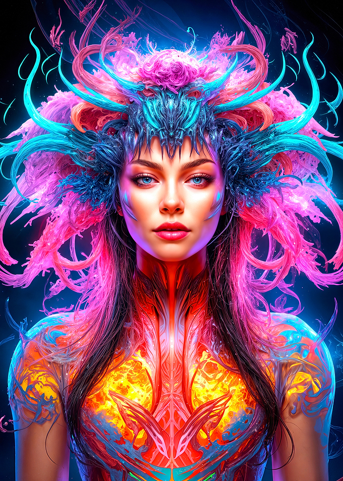 Fantasy Woman with Colorful Headdress