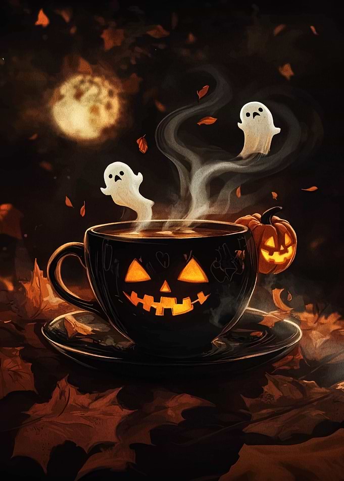 Halloween Coffee Cup with Ghosts