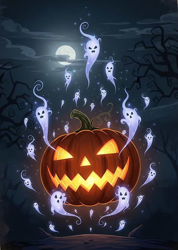 Halloween Pumpkin with Ghosts