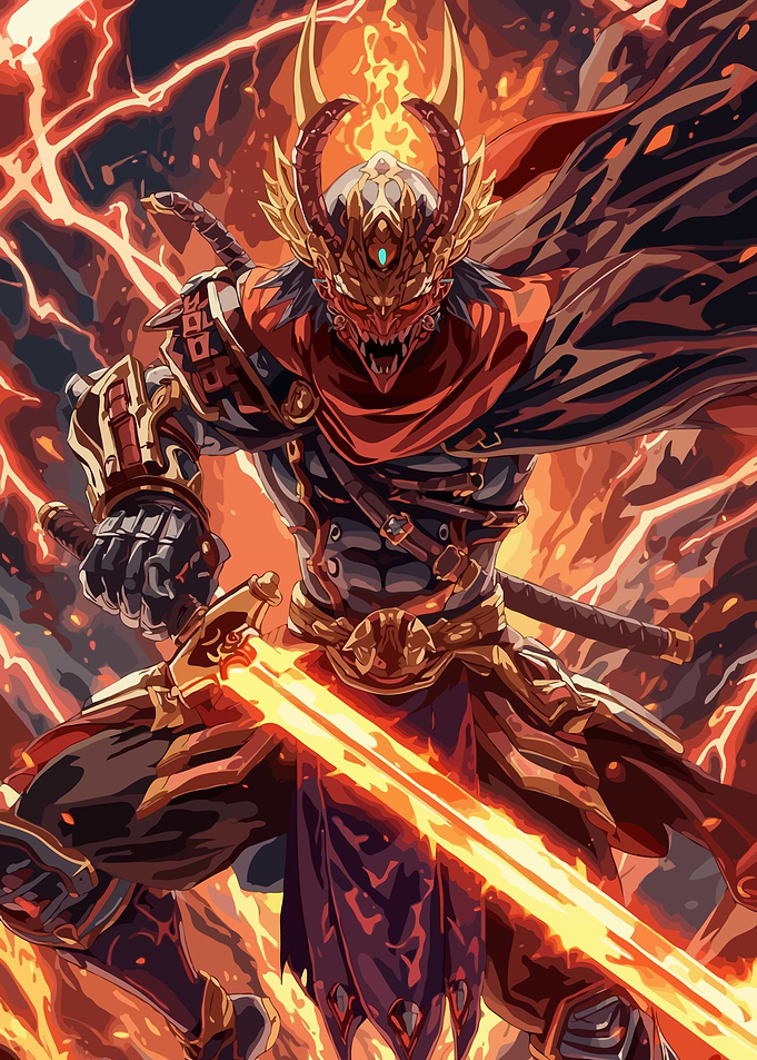 Fantasy of Fiery Samurai Warrior