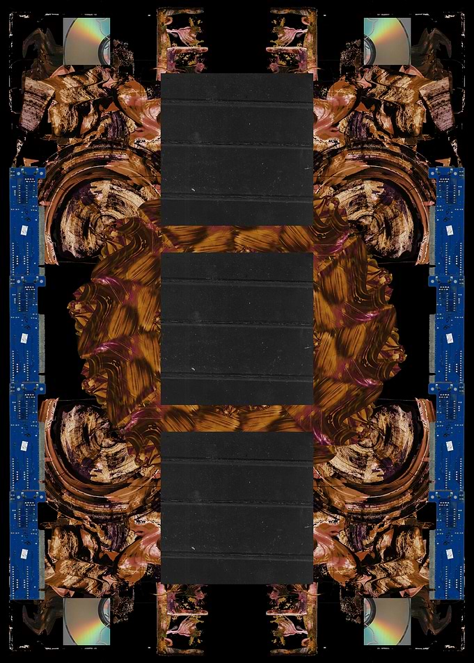 Abstract Tech and Wood Collage