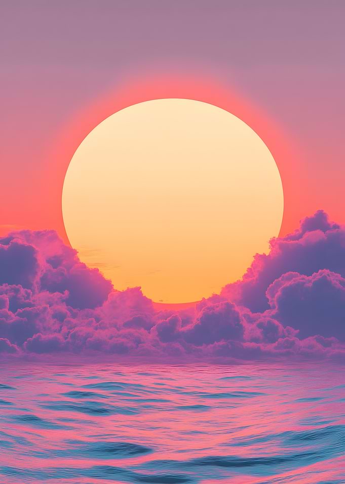 Sunset over the Ocean with Clouds
