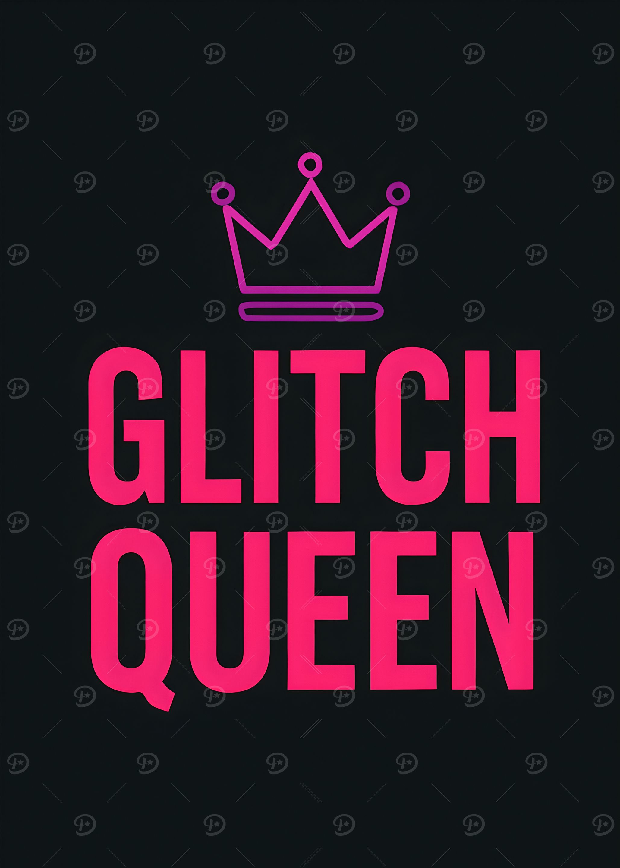 Glitch Queen Text with Crown