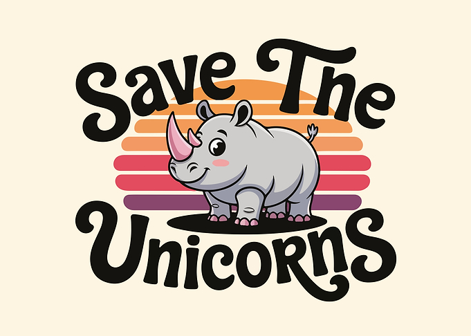 Save The Unicorns Cartoon Rhino