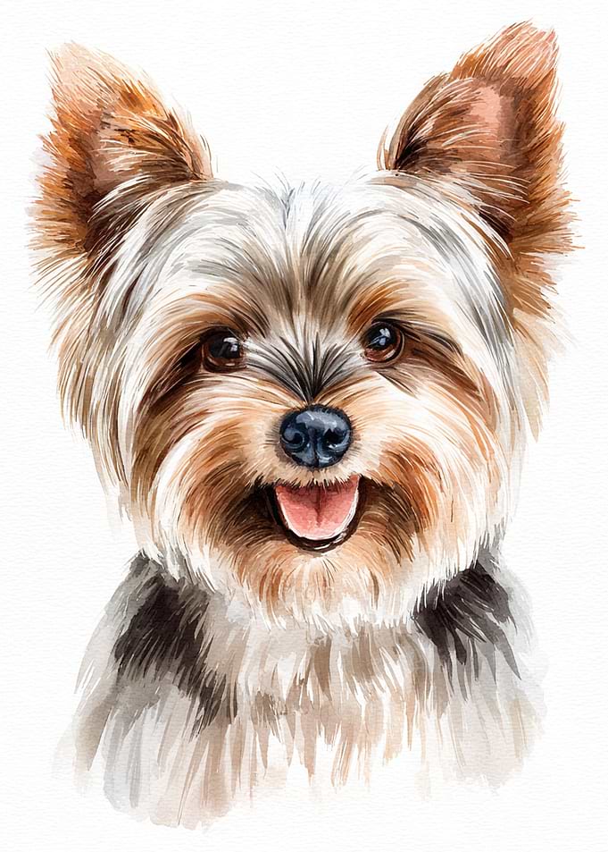 Yorkshire Terrier Watercolor Portrait