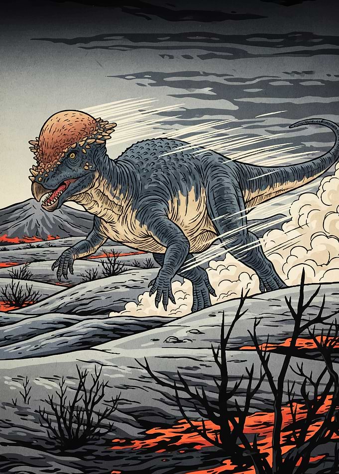 Pachycephalosaurus Volcanic Landscape