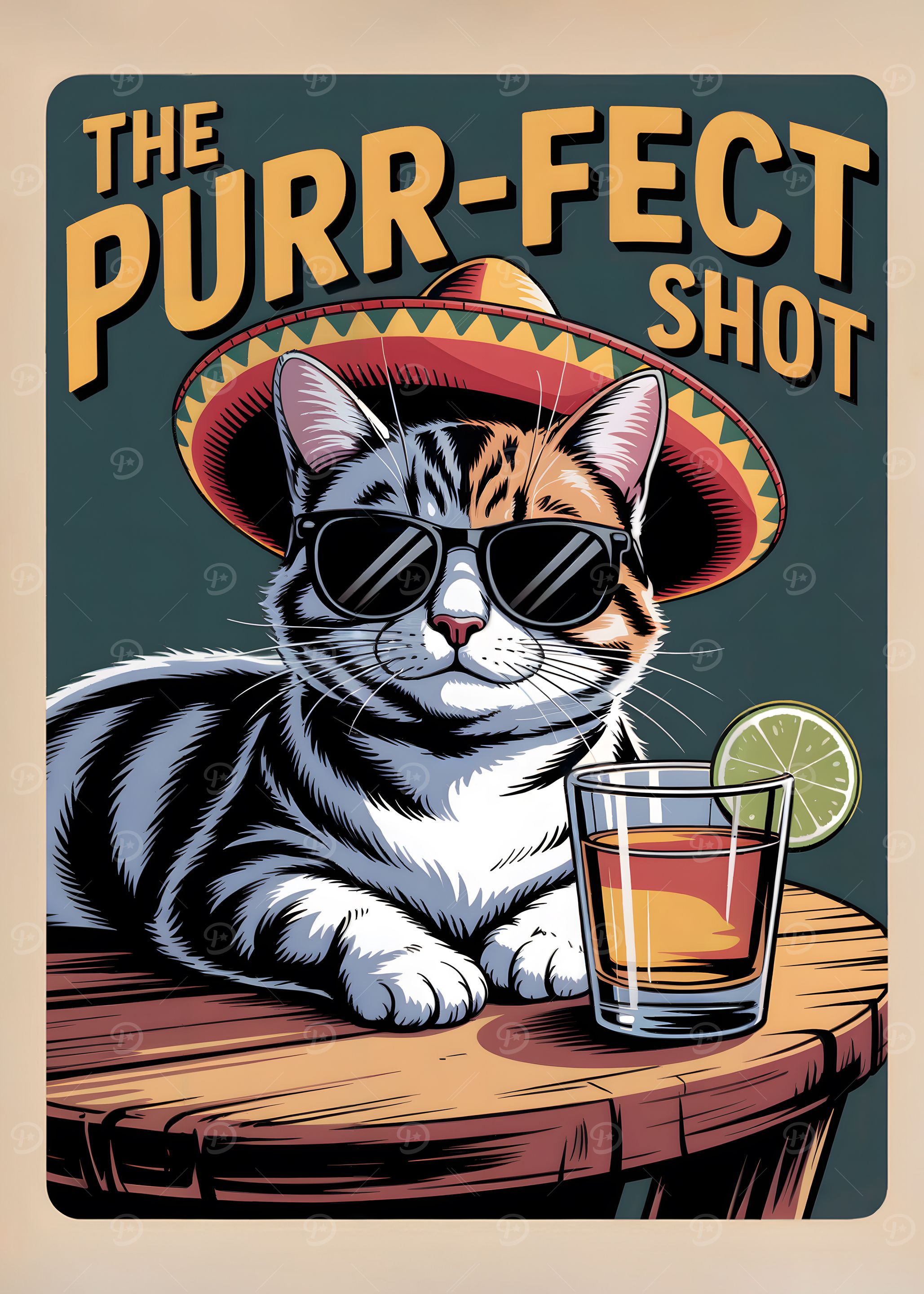 The Purr-fect Shot: Cat with Sombrero