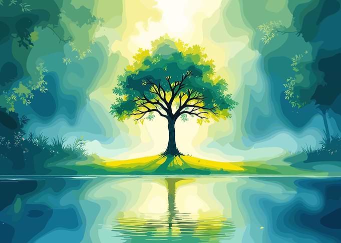 Serene Tree Reflection in Water
